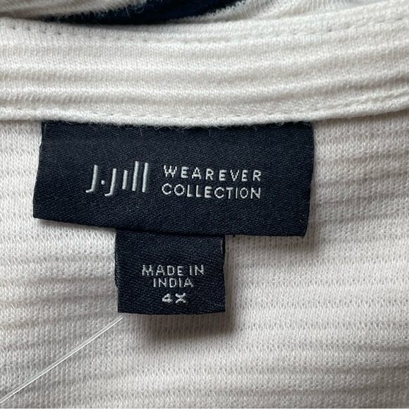 J Jill We Ottoman Square Neck Top Navy Stripe 4X Nautical Coastal Vacation NWT - Picture 10 of 12